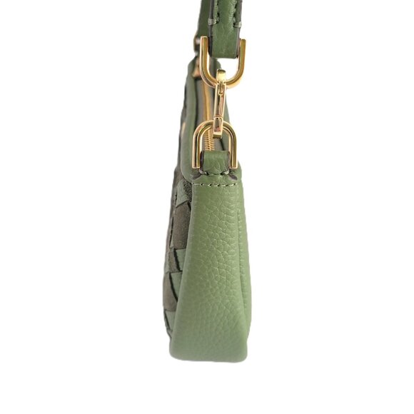 Kate Spade KM148 Kayla Woven Leather Convertible Wristlet Handbag Cedar Stand - Picture 6 of 8